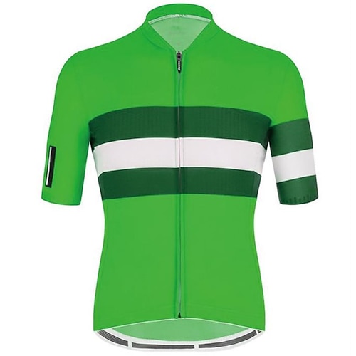 

21Grams Men's Cycling Jersey Short Sleeve Bike Top with 3 Rear Pockets Mountain Bike MTB Road Bike Cycling Breathable Quick Dry Moisture Wicking Reflective Strips White Green Yellow Color Block