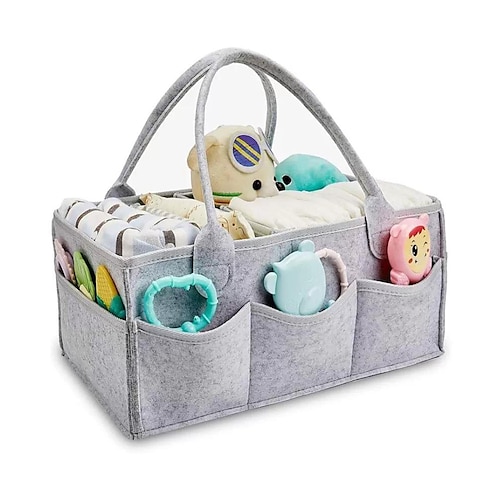 

Felt Fabric Basket Changing Table Diaper Storage Caddy Portable Tote Bag and Car Organizer