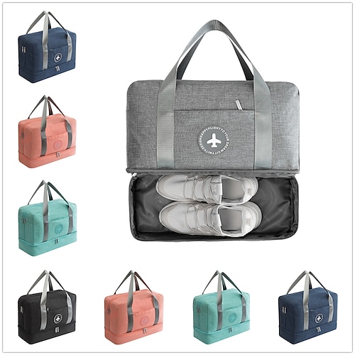 

Travel Duffle with Wet Pocket & Shoe Compartment, Large Cpacity Workout Bag Waterproof Storage Bag 42X30X14CM