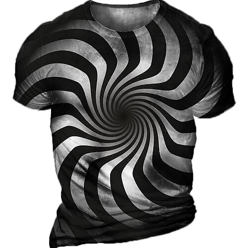 

Men's Unisex T shirt Tee 3D Print Optical Illusion Graphic Prints Spiral Stripe Crew Neck Street Daily Print Short Sleeve Tops Casual Designer Big and Tall Sports Black