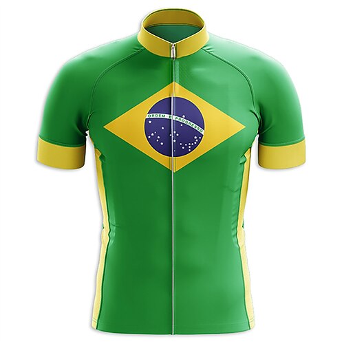 

21Grams Men's Cycling Jersey Short Sleeve Bike Top with 3 Rear Pockets Mountain Bike MTB Road Bike Cycling Breathable Quick Dry Moisture Wicking Reflective Strips Green Brazil Polyester Spandex Sports