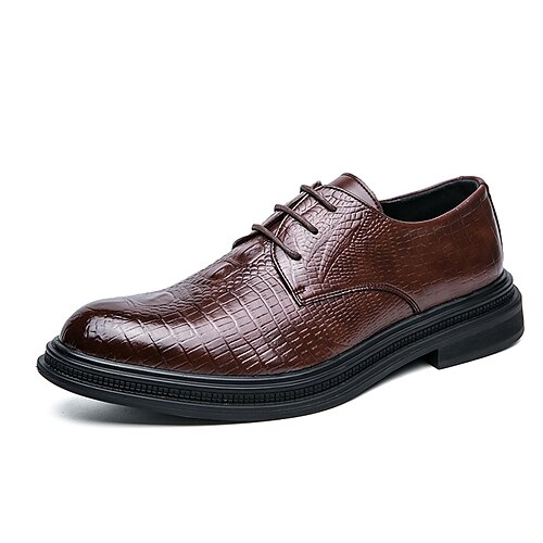 

Men's Oxfords Formal Shoes Dress Shoes Crocodile Pattern Business Casual Wedding Office & Career PU Warm Black Brown Fall Spring