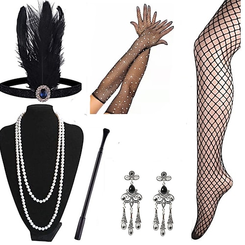 

The Great Gatsby The Great Gatsby Flapper Headband Women's Feather Costume Vintage Necklace Vintage Cosplay Halloween Festival Gloves / Stockings / Headwear / Earrings / Stockings / Earrings