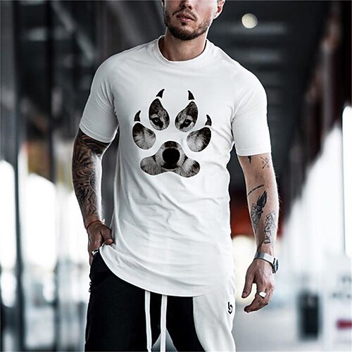 

Men's T shirt Tee Hot Stamping Dog Crew Neck Street Casual Print Short Sleeve Tops Cotton Casual Fashion Breathable Comfortable White / Summer