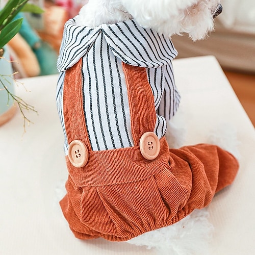 

Dog Cat Jumpsuit Stripes Adorable Cute Dailywear Casual / Daily Dog Clothes Puppy Clothes Dog Outfits Soft Brown Costume for Girl and Boy Dog Polyester XS S M L XL