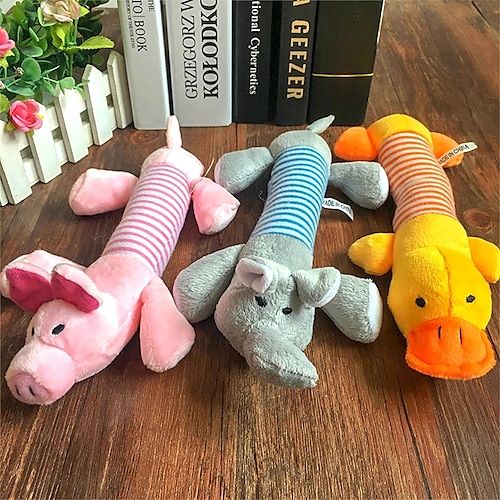 

3pcs Fit for All Pets Elephant Duck Pig Pet Funny Plush Toys Durability Squeak Chew Sound Dolls Dog Cat Fleece Toys