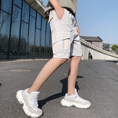 

Men's Casual Shorts Shorts Knee Length Pants Daily Micro-elastic Solid Color Outdoor Mid Waist ArmyGreen Black Khaki Light gray M L XL XXL 3XL