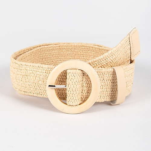 

Women's Belt Straw Khaki Wide Belt Outdoor Festival Pure Color / Spring / Summer / Fall / Winter