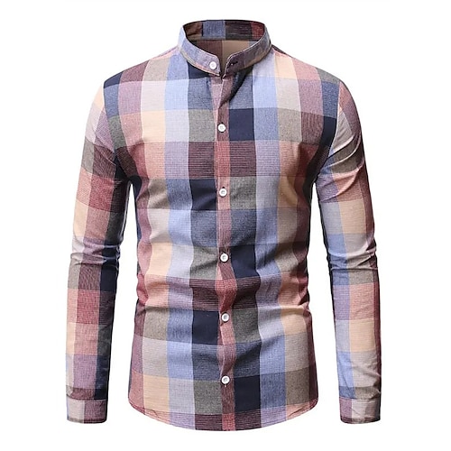 

Men's Dress Shirt Graphic Plaid Check Shirt Lattice Turndown Purple Hot Stamping Outdoor Street Long Sleeve Button-Down Print Clothing Apparel Cotton Fashion Casual Breathable Comfortable