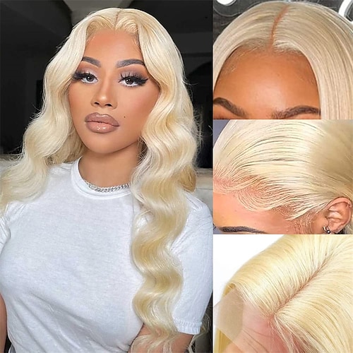 

613 Lace Front Wig Human Hair Body Wave Human Hair Wigs for Women 13x4 Brazilian Virgin Blonde Lace Frontal Human Hair Wigs Pre Plucked with Baby Hair