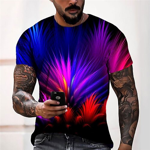 

Men's Unisex T shirt 3D Print Plants Graphic Prints Crew Neck Street Daily Print Short Sleeve Tops Casual Designer Big and Tall Sports Blue
