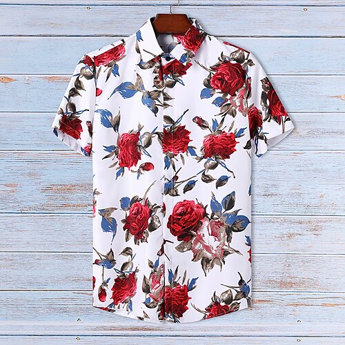 

Homens Camisa Social Camisa havaiana Floral Estampas Abstratas Aberto para a Lateral Preto Branco Rua Casual Manga Curta Botão para baixo Imprimir Roupa Tropical Esportes Roupa de rua Designer