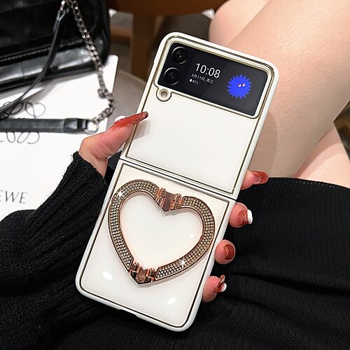 

telefono Custodia Per Samsung Galaxy Per retro Z Flip 4 Z Flip 3 Portatile Con supporto Resistente agli urti Tinta unita Acrilico