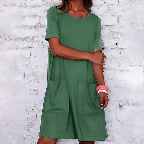 

Mujer Vestido informal Vestido de cambio Mini vestido Azul Marino Azul Piscina Verde Trébol Manga Corta Color puro Bolsillo Primavera Verano Cuello Barco Casual Fin de semana Holgado 2023 S M L XL