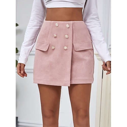 

Women's Skirt A Line Above Knee Polyester Pink Skirts Summer Split Fashion Office / Career Daily S M L