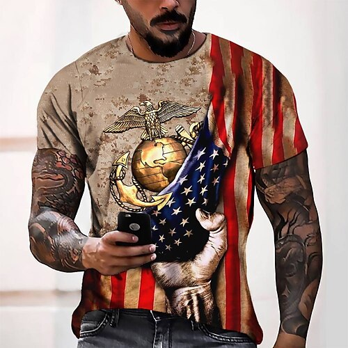 

Men's T shirt Tee Tee Graphic Round Neck Red 3D Print Casual Daily Short Sleeve 3D Print Clothing Apparel Fashion Cool Designer Comfortable / Summer / Summer