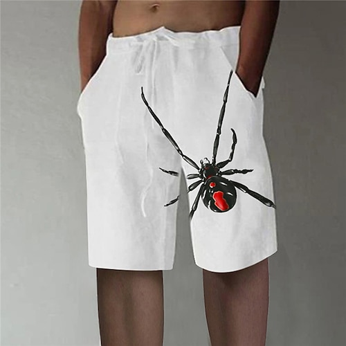 

Men's Shorts Summer Shorts Beach Shorts Baggy Shorts Drawstring Elastic Waist Front Pocket Spider Graphic Prints Comfort Breathable Short Sports Outdoor Daily Designer Stylish Black White