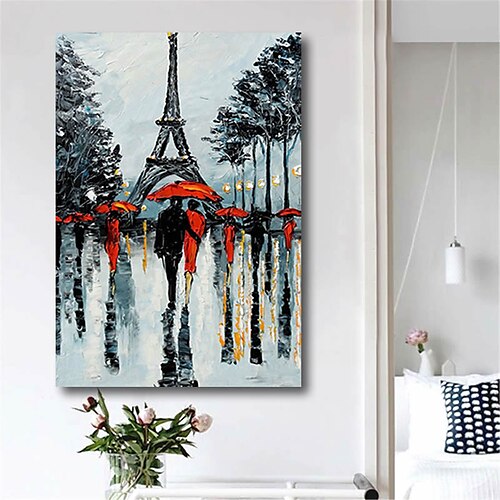 

Oil Painting Handmade Hand Painted Wall Art Abstract Modern Landscape Black White Streetscape Home Decoration Decor Stretched Frame Ready to Hang