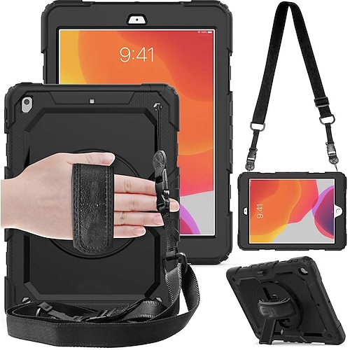 

360 Rotating Case for Apple iPad 9th 8th iPad mini 6th 5th 4th iPad Air 5th 4th iPad Pro 12.9'' 2020 Shockproof Tablet Cover with Shoulder Strap Pencil Holder Handle Cover with Stand