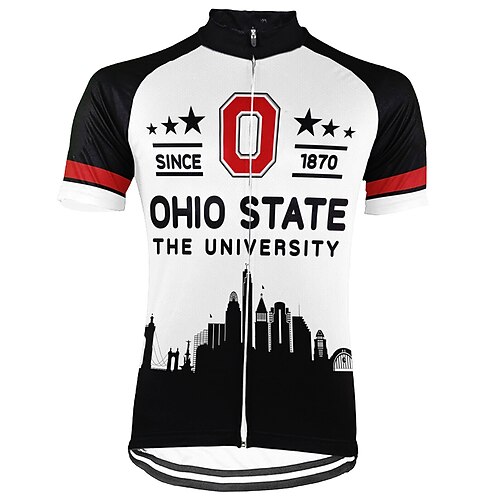 

21Grams Men's Cycling Jersey Short Sleeve Bike Top with 3 Rear Pockets Mountain Bike MTB Road Bike Cycling Breathable Quick Dry Moisture Wicking Reflective Strips White Graphic Polyester Spandex