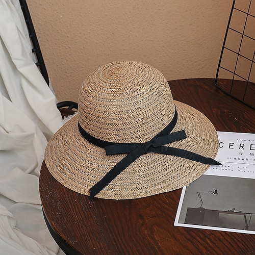 

Hats Basketwork Straw Hat Casual Fashion With Bandage Headpiece Headwear