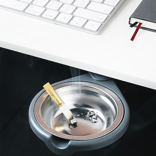 

Desktop Hidden Stainless Steel Ashtray Creative Rotating Open Cover Easy To Clean Ashtray Free Punch Ash Storage Box