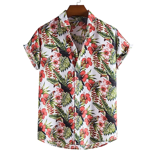 

Women's Blouse Shirt Green Blue Wine Floral Polka Dot Button Print Short Sleeve Casual Holiday Casual Hawaiian Beach Shirt Collar Regular Floral Bohemian Theme S / 3D Print