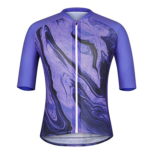 

21Grams Men's Cycling Jersey Short Sleeve Bike Top with 3 Rear Pockets Mountain Bike MTB Road Bike Cycling Breathable Quick Dry Moisture Wicking Reflective Strips Blue Polyester Spandex Sports