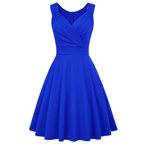 

Mulheres Vestido de festa Vestido antigo Skater Dress Vestido midi Preto Azul Verde Sem Manga Cor imaculada Franzido Verão Primavera Decote V Vintage Festa Vestido de verão 2023 S M L XL XXL