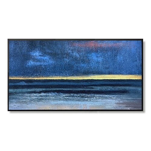 

Handmade Hand Painted Oil Painting Wall Art Large Size Contemporary Blue Ocean Landscape Home Decoration Decor Rolled Canvas No Frame Unstretched