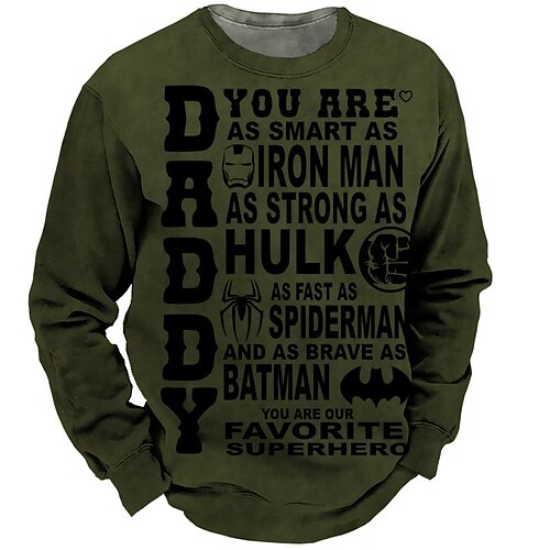 

Men's Unisex Sweatshirt Pullover Graphic Prints Letter Print Daily Sports 3D Print Casual Vintage Hoodies Sweatshirts Army Green