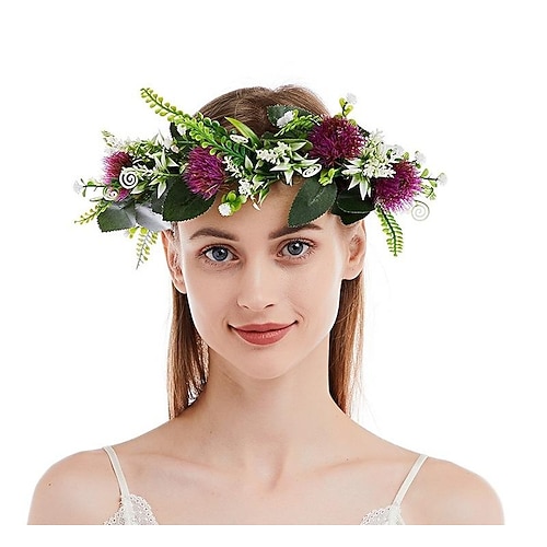 

New Simulation Flower Handmade Grass Ring Forest Seaside Resort Pastoral Style Photo Bridal Wreath Headdress