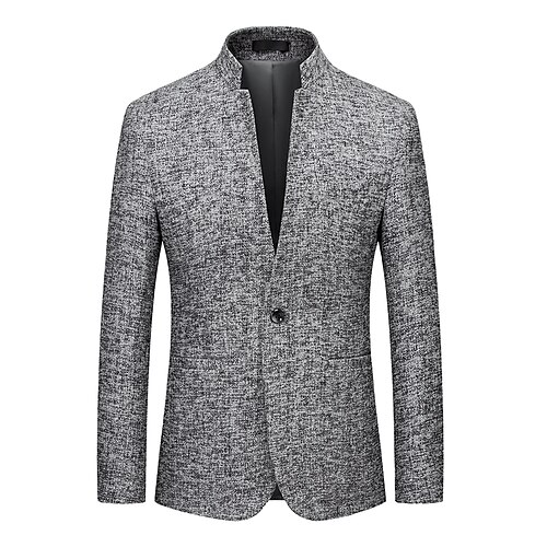 

Men's Business Blazer Regular Regular Fit Solid Color Light Grey 2022 / Winter