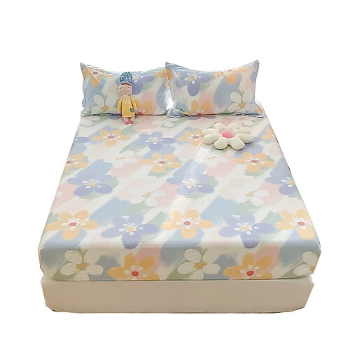 

1 Piece 100% Cotton Mattress Protector Soft Fitted Sheet Breathable Bed Mattress Cover, 10/25cm Deep Pocket(Not Include Pillowcase)
