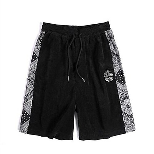 

Men's Chino Sports Shorts Patchwork Print Short Pants Inelastic Leaf Sports Mid Waist Black Gray S M L XL