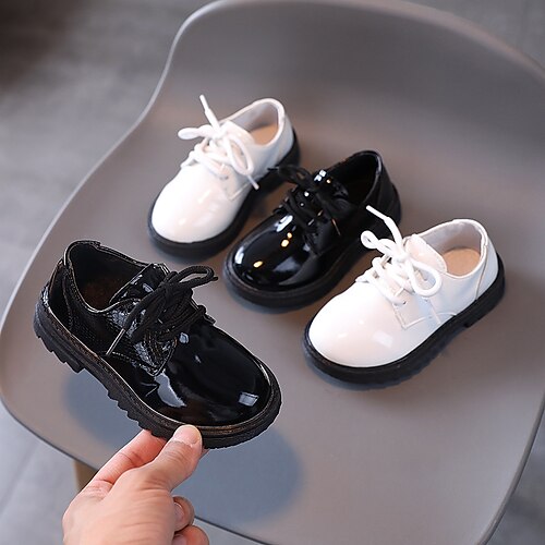 

Boys Flats Formal Shoes Children's Day Daily PU Walking School Shoes Big Kids(7years ) Little Kids(4-7ys) Daily Prom Walking Shoes Outdoor Lace-up White Black Fall Spring