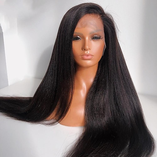 

13x4 Transparent Yaki Straight Lace Front Wigs for Women Human Hair Pre Plucked Brazilian Hair Lace Frontal Wig Closure Wig 10-30 Inch