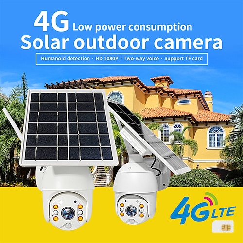 

4G Solar Surveillance Camera Low Power Dome Night Vision Full Color Power Supply Remote HD Camera