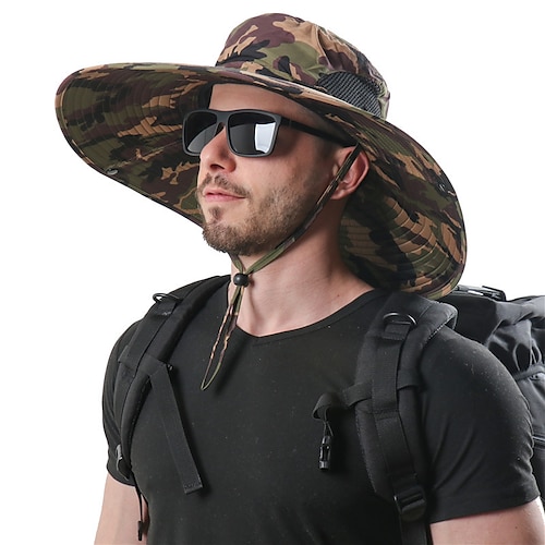 

Herre Dame Bøllehat Fiskeri Hat Trekking-hat Boonie hat Bred kant Sommer Udendørs UV Solbeskyttelse Solcreme UV Beskyttelse Åndbart Har Camouflage Grøn camouflage Grå camouflage Blå camouflage til