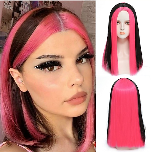 

Black Blonde Wigs for Women 20inches Long Straight Synthetic Blonde Black Cosplay Wigs for Girls Blonde Wigs for Girls