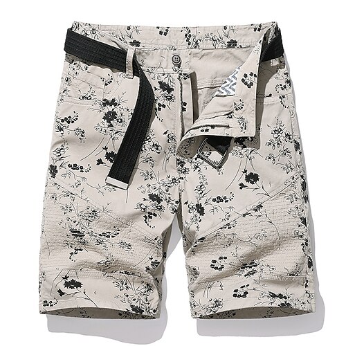 

Men's Cargo Shorts Capri shorts Pocket Print Flower / Floral Comfort Breathable Calf-Length Casual Daily Fashion Streetwear Blue Khaki
