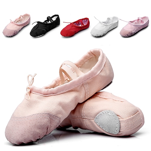 

Girls' Ballet Shoes Practice Trainning Dance Shoes Indoor Flat Satin Flower Flat Heel Elastic Band Slip-on Kid's White Black Rosy Pink