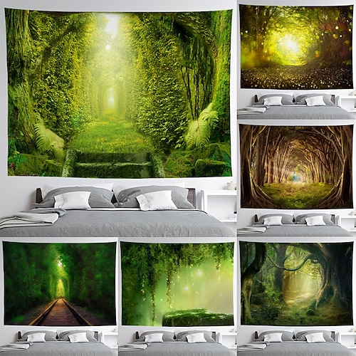 

Forest Landscape Wall Tapestry Art Decor Blanket Curtain Hanging Home Bedroom Living Room Decoration Polyester