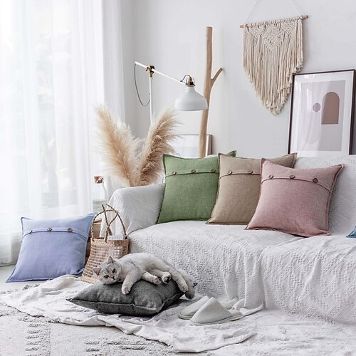 

1PC Modern Fashion Plain Coconut Buckle Pillowcase Sofa Car Home Fashion Cushion Cover