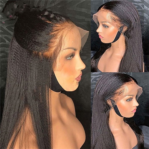 

Transparent Kinky Straight Lace Front Wig Pre Plucked Yaki Brazilian 4x4/13x4 Lace Closure Human Hair Wig For Woman Natural Hairline