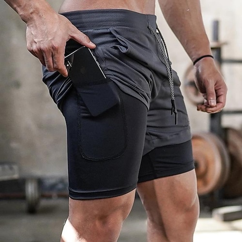 

shorts esportivos de verão transfronteiriços masculinos de camada dupla de secagem rápida agachamento respirável jogging calças casuais masculinas calças de cinco pontos de basquete
