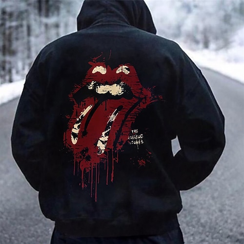 

Men's Unisex Pullover Hoodie Sweatshirt Graphic Prints Mouth Print Daily Sports 3D Print Casual Designer Hoodies Sweatshirts Black