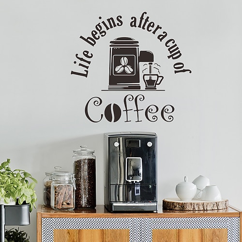 

Coffee Cartoon Wall Stickers Dining Room / Living Room Removable / Pre-pasted PVC Home Decoration Wall Decal 1pc