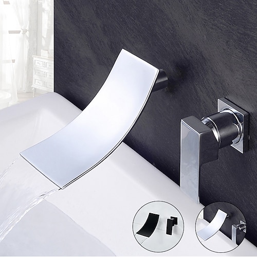 

1279 Sprinkle Sink Faucets - Contemporary Chrome / Electroplated Wall Mount / Waterfall Two Holes