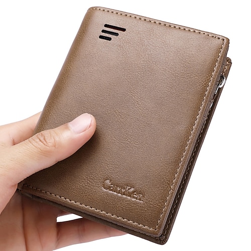 

Men's Wallet PU Leather Embossed Solid Color Daily Going out Dark Brown Black Dark Coffee